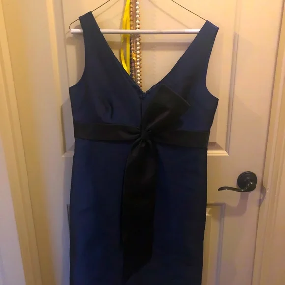 Tory Burch | Dresses | Navy Blue Tory Burch Cocktail Dress With Black Sash  | Poshmark